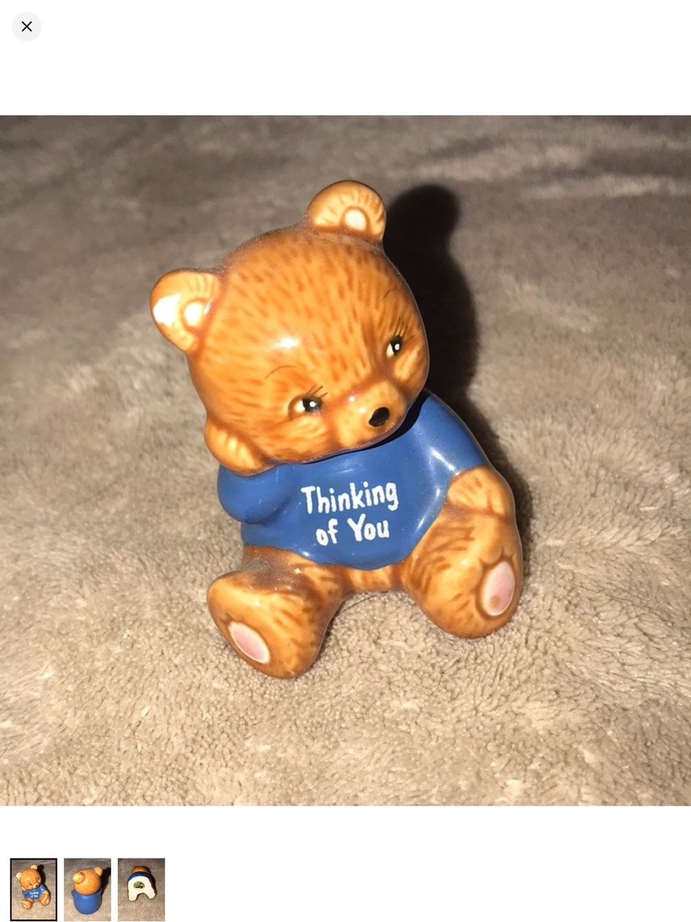 Russ Blue-Sweater Brown Bear Figurine - Thinking of You